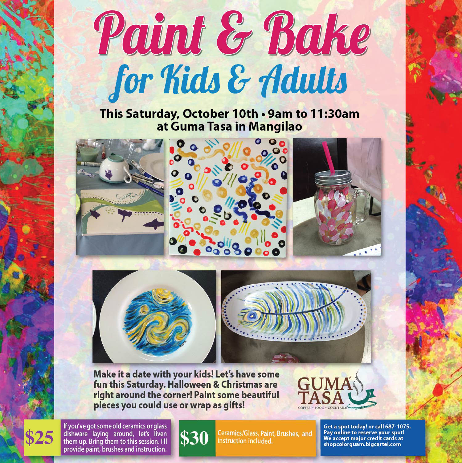 Paint & Bake this Saturday, October 10th, 9am to 1130am Color Guam